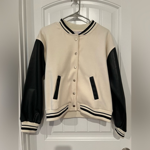 Iris Black and Cream Varsity Bomber Jacket - Picture 4 of 10